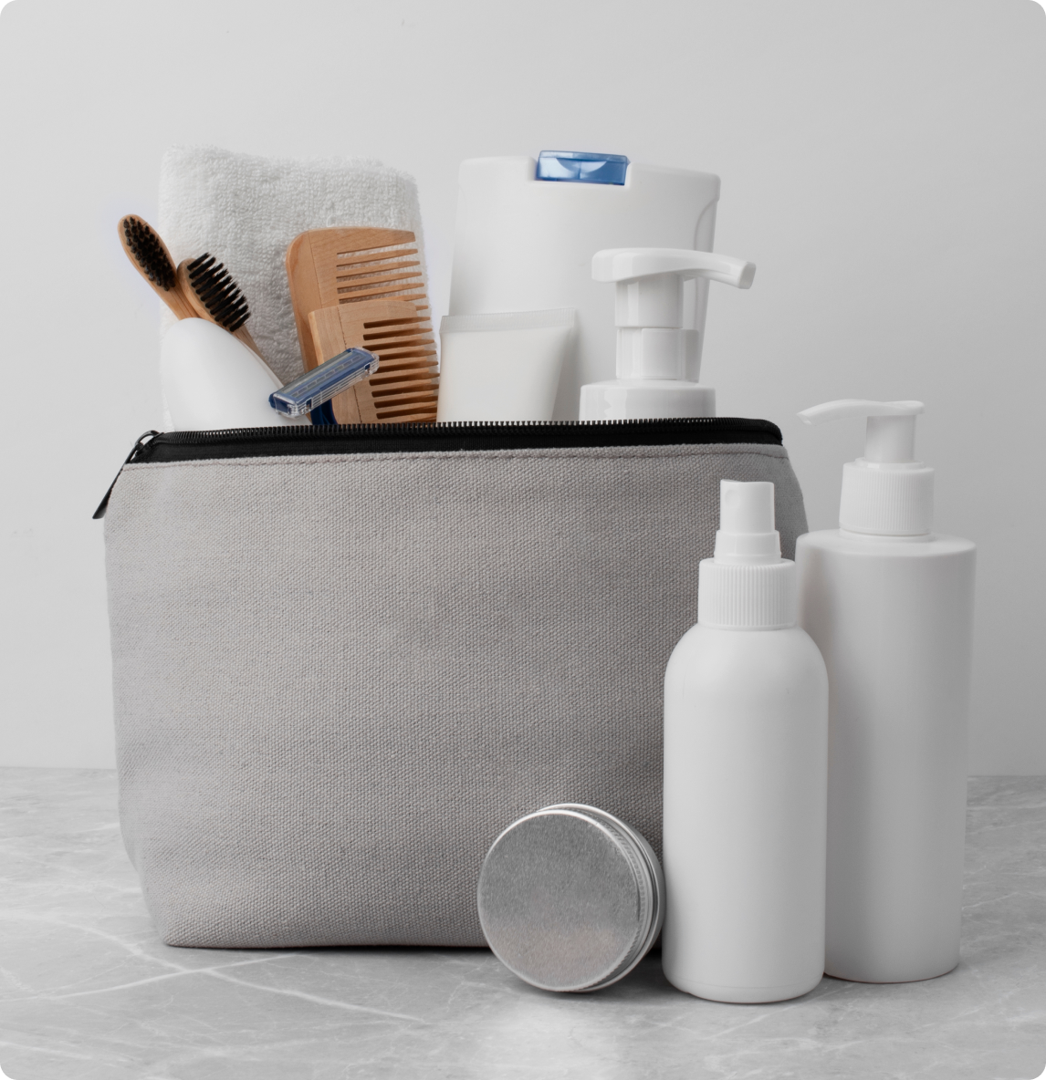 Hygiene supplies in a bag